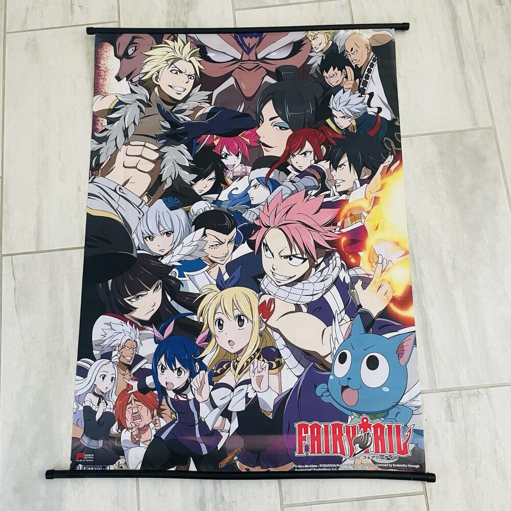 Fairy Tail Anime Fabric Wall Scroll Poster Group Great Eastern Funimation 44x33